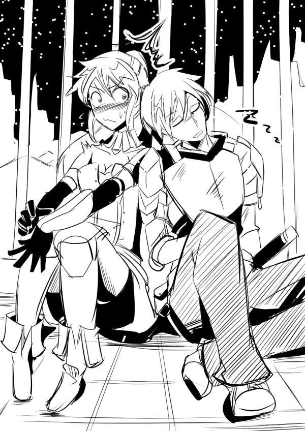 pyrrha nikos and jaune arc (rwby) drawn by kishiri_(sakurasaku_xyli)