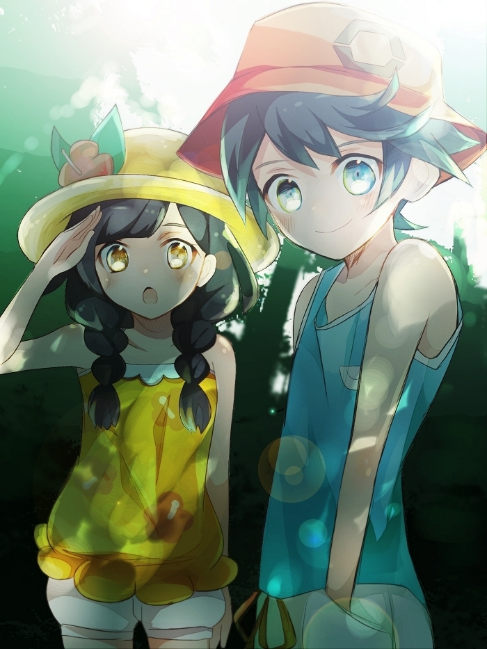 selene and elio (pokemon and 1 more) drawn by ric