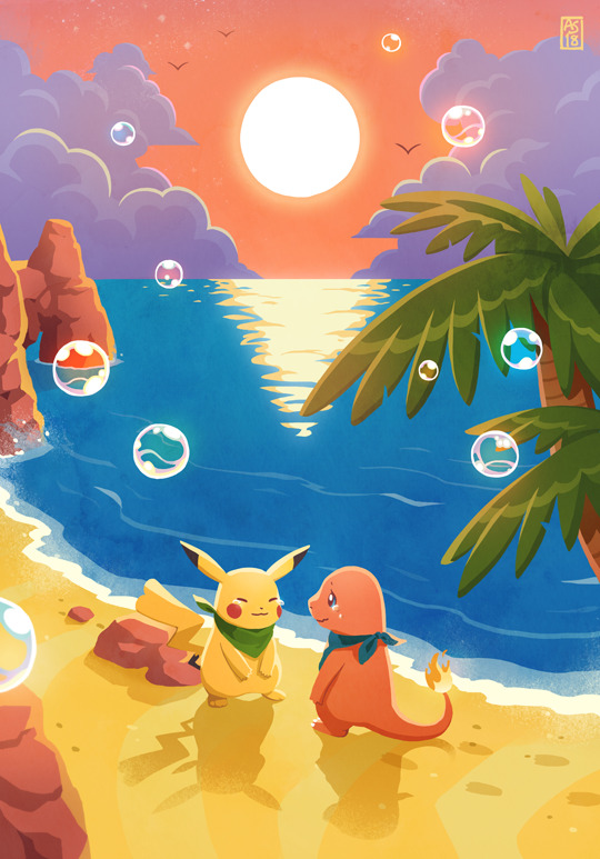 pikachu and charmander (pokemon and 2 more) drawn by driftwoodwolf