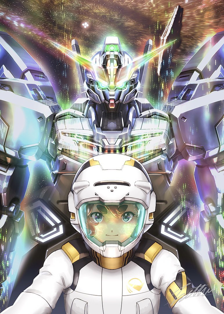 suletta mercury, gundam calibarn, and quiet zero (gundam and 1 more) drawn by totthii0081
