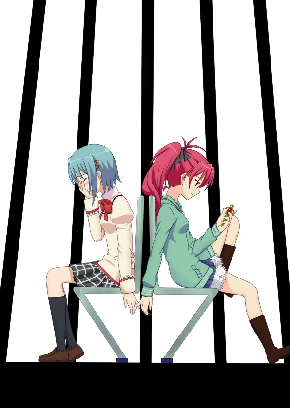 miki sayaka and sakura kyoko (mahou shoujo madoka magica) drawn by sorakujira_(pixiv)
