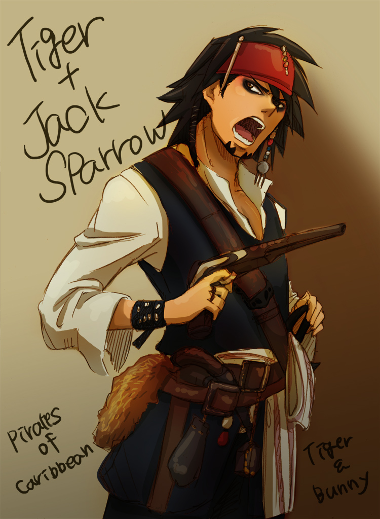 kaburagi t. kotetsu, jack sparrow, and hirata hiroaki (tiger & bunny and 1 more) drawn by kairi622