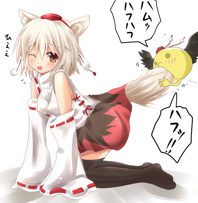 shameimaru aya, inubashiri momiji, and onsokumaru (touhou and 1 more) drawn by efe