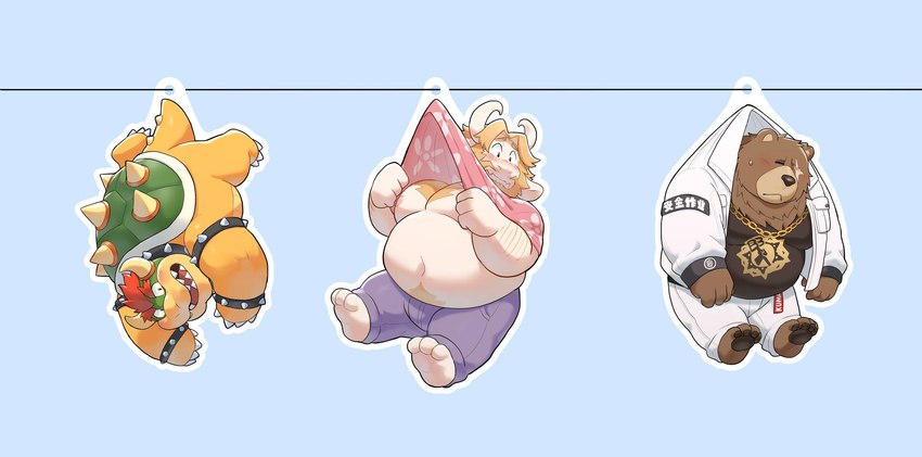 bowser, ben bigger, and asgore dreemurr (zenless zone zero and 3 more) drawn by dogoronumber3