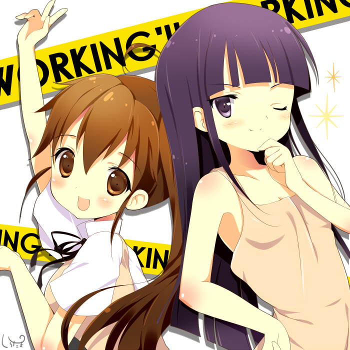 taneshima popura and yamada aoi (working!!) drawn by shiratama_(shiratamaco)