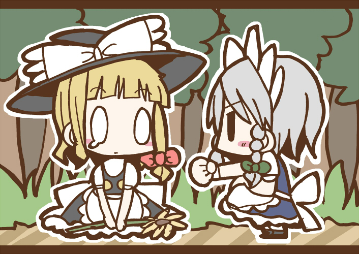kirisame marisa and izayoi sakuya (touhou) drawn by adomi