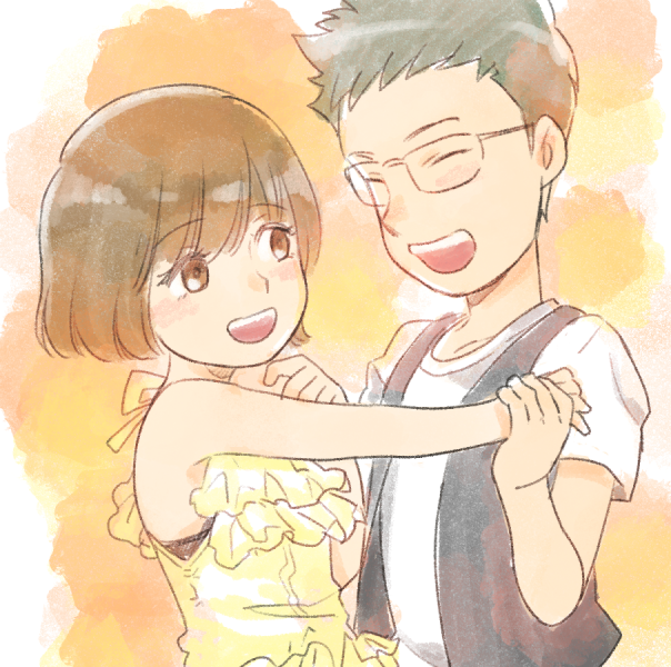 glasses boy and short-haired girl (osomatsu and 1 more) drawn by kayoko_(panchlora)
