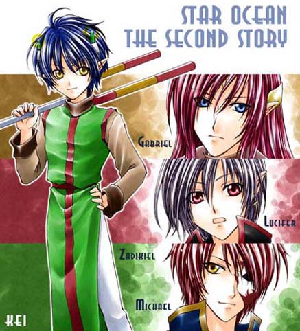 lucifer, zadkiel, gabriel, and michael (star ocean and 1 more) drawn by kei_(watabou)