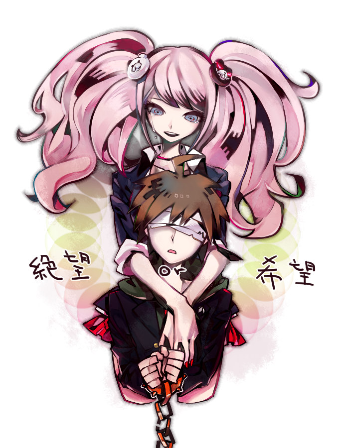 enoshima junko and naegi makoto (danganronpa and 1 more) drawn by kitaya