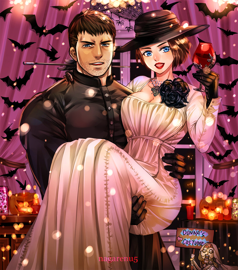 jill valentine, chris redfield, and alcina dimitrescu (resident evil and 3 more) drawn by nagare