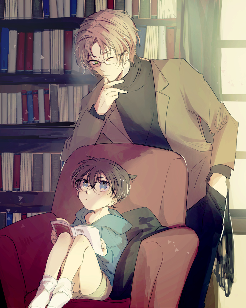 edogawa conan and okiya subaru (meitantei conan) drawn by jikei