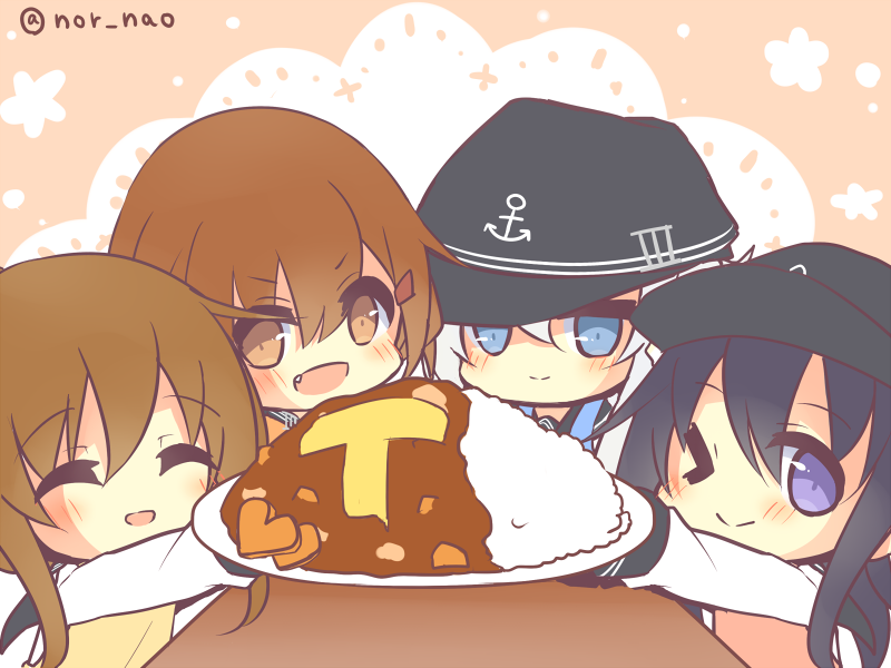 hibiki, inazuma, ikazuchi, and akatsuki (kantai collection) drawn by nor_nao