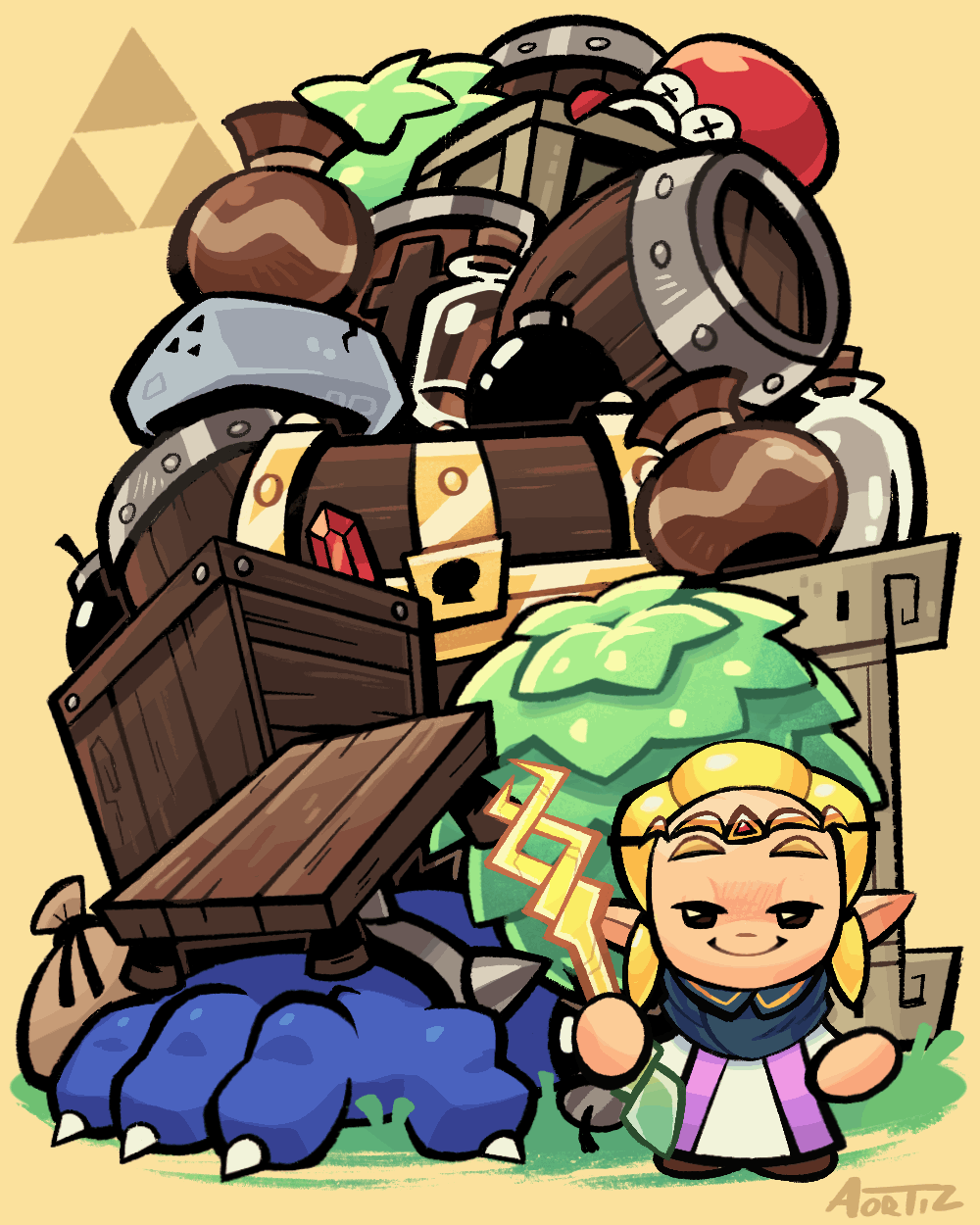 princess zelda, ganon, and octorok (the legend of zelda and 1 more) drawn by dynamo_toon