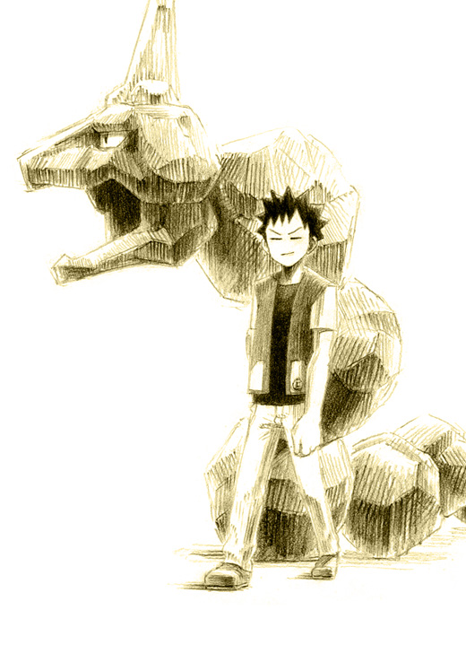 brock and onix (pokemon and 1 more) drawn by chiba_(tibaacss)