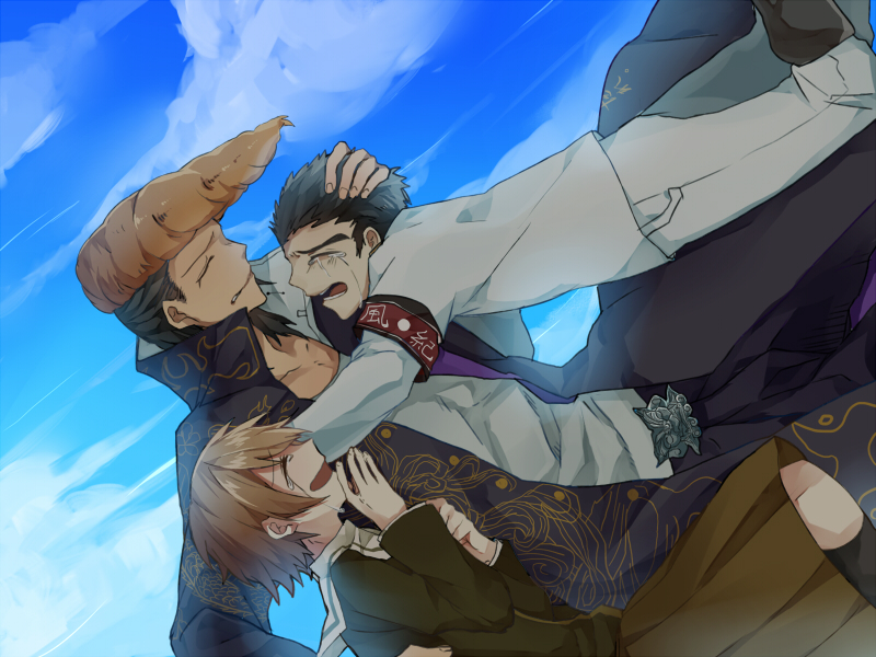 fujisaki chihiro, ishimaru kiyotaka, and owada mondo (danganronpa and 1 more) drawn by zerona