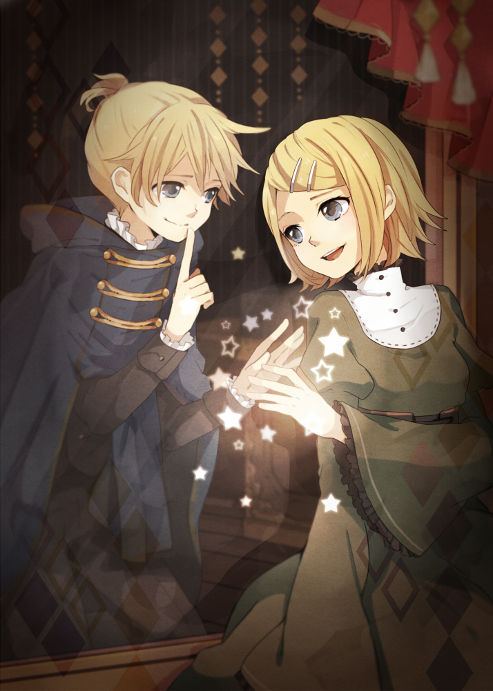 kagamine rin and kagamine len (vocaloid and 1 more) drawn by tama_(songe)