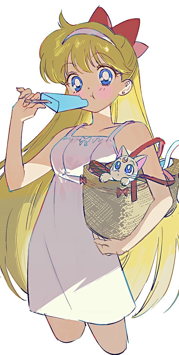 aino minako and artemis (bishoujo senshi sailor moon) drawn by p_m_ame