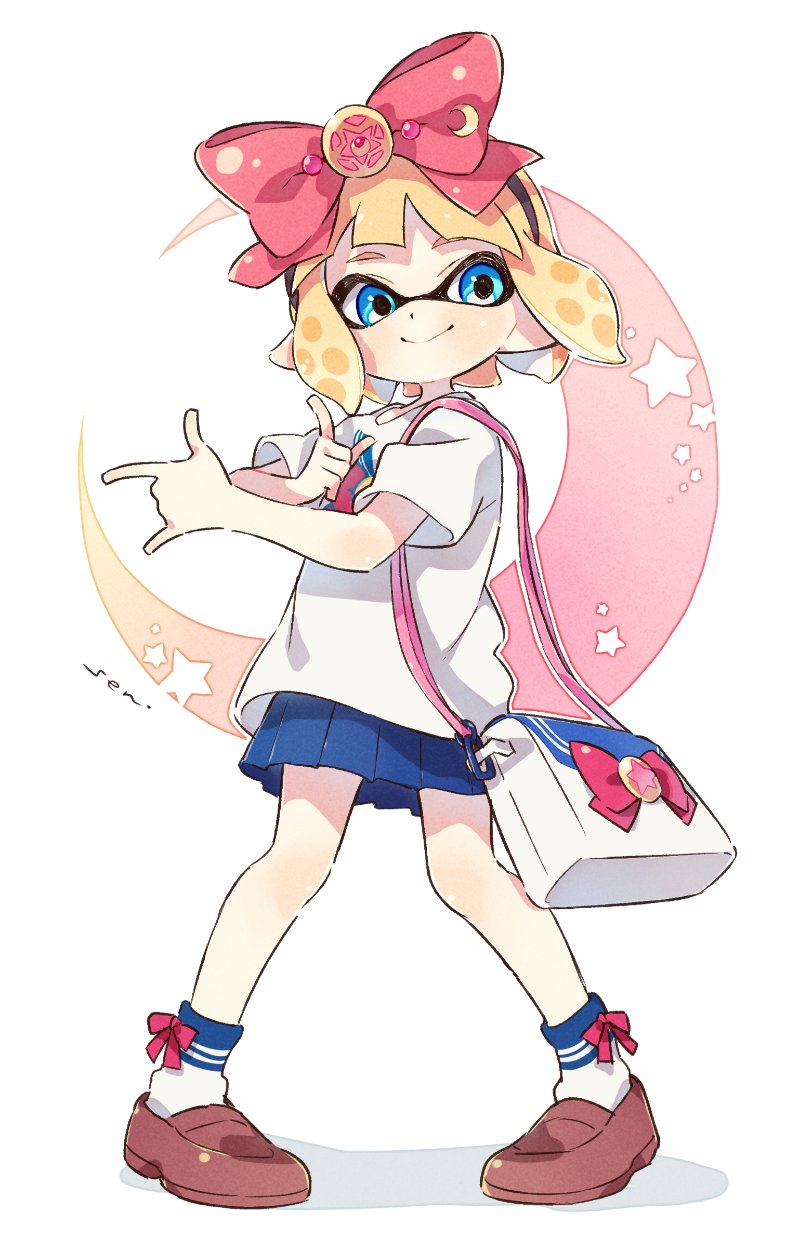 inkling player character and inkling girl (splatoon and 1 more) drawn by sen_squid