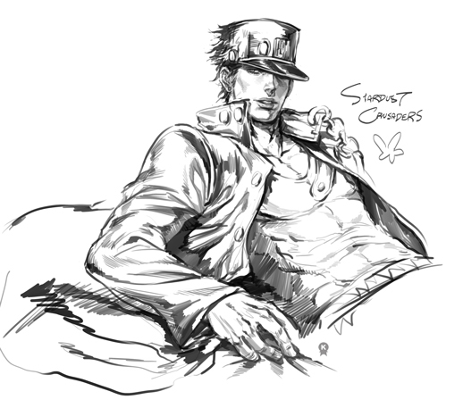 kujo jotaro (jojo no kimyou na bouken and 1 more) drawn by fundoshi_(tofupoid)
