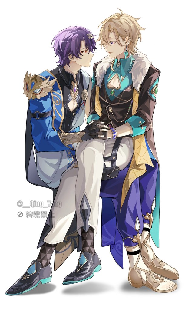 aventurine and dr. ratio (honkai and 1 more) drawn by oh_qing_yang