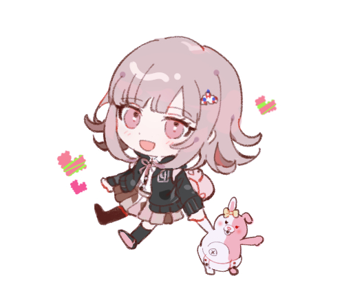 nanami chiaki and monomi (danganronpa and 2 more) drawn by okos