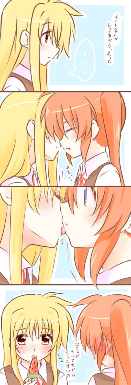 fate testarossa and takamachi nanoha (lyrical nanoha and 2 more) drawn by kerorokjy