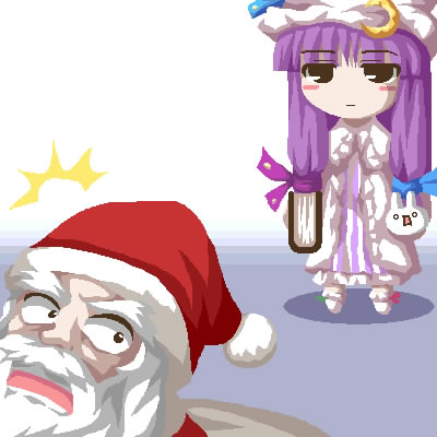 patchouli knowledge and santa claus (touhou) drawn by fukaiton