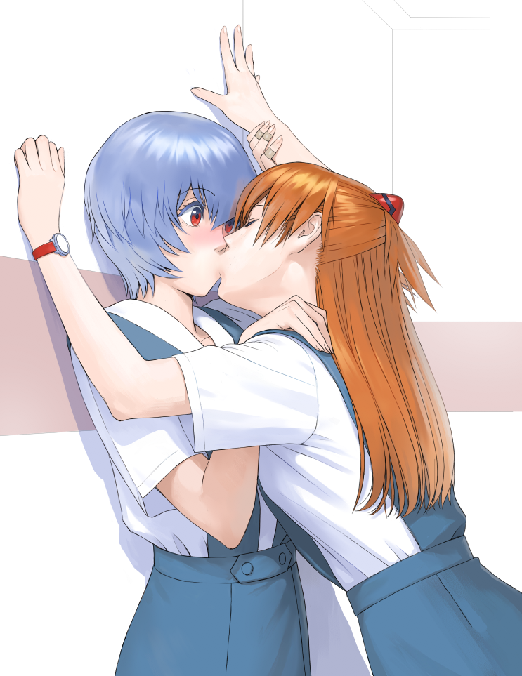 souryuu asuka langley and ayanami rei (neon genesis evangelion) drawn by watanabe_yasuaki