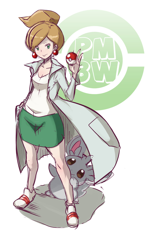 minccino and professor juniper (pokemon and 1 more) drawn by butcha-u