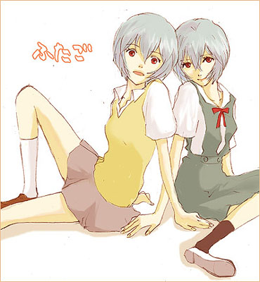 ayanami rei and lina rei (neon genesis evangelion) drawn by lrk
