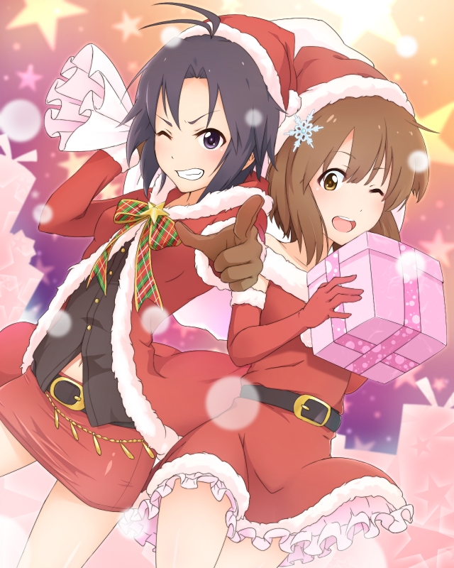 kikuchi makoto and hagiwara yukiho (idolmaster) drawn by yokke