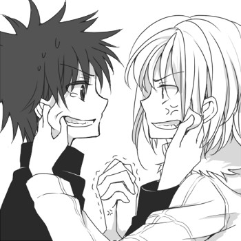 kamijou touma and accelerator (toaru majutsu no index) drawn by spring_water