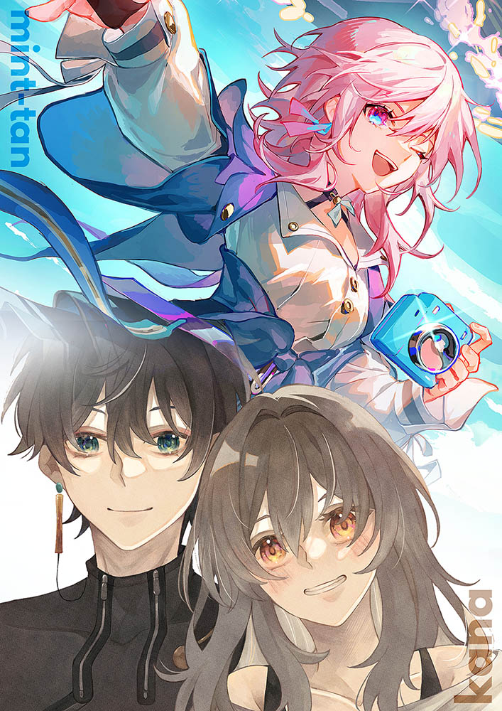 trailblazer, stelle, march 7th, and dan heng (honkai and 1 more) drawn by kana_(ykskkn)