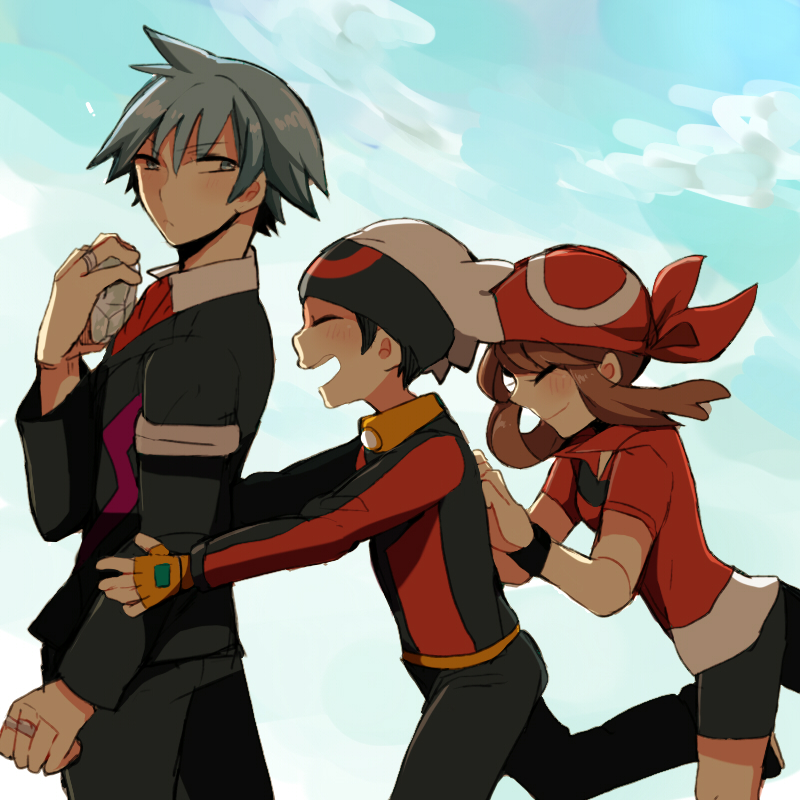 may, brendan, and steven stone (pokemon and 1 more) drawn by meiji_(meeeeji)