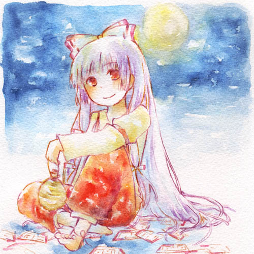 fujiwara no mokou (touhou) drawn by ketama_no_su
