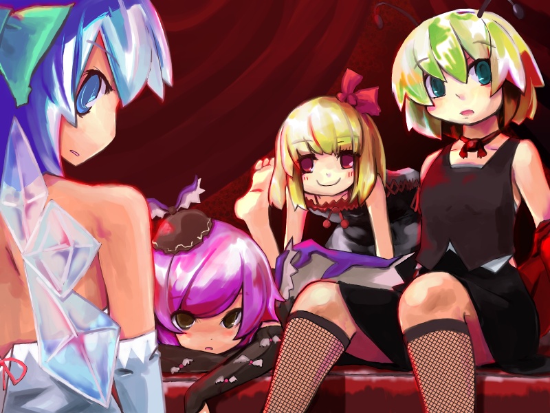 cirno, rumia, mystia lorelei, and wriggle nightbug (touhou) drawn by luft_(luft_dokka)