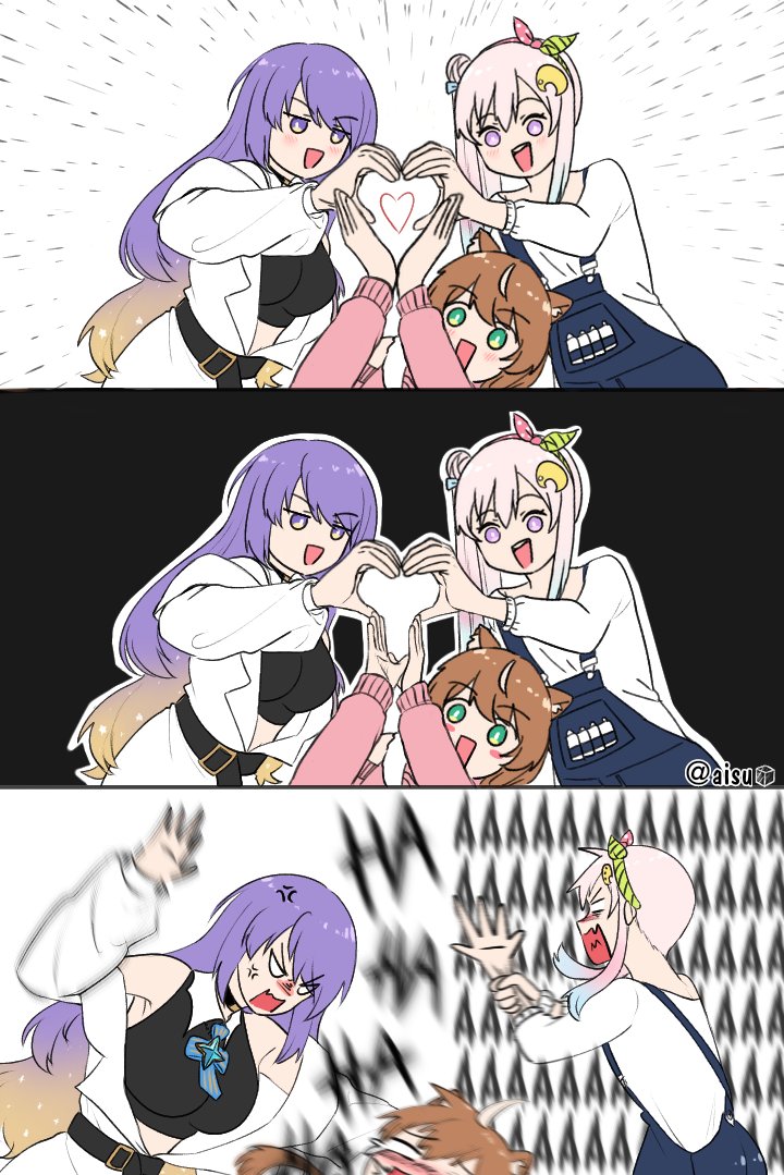 moona hoshinova, ayunda risu, and airani iofifteen (hololive and 1 more) drawn by ices_i639