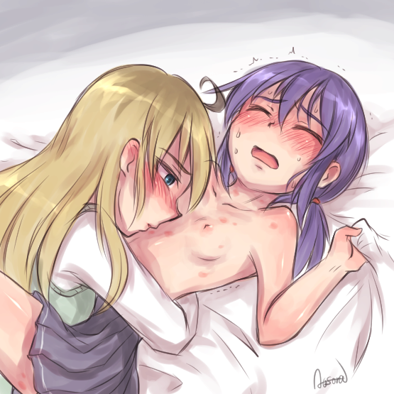 yazaki shiori and hayano yuuki (original) drawn by aosora_(mizore)
