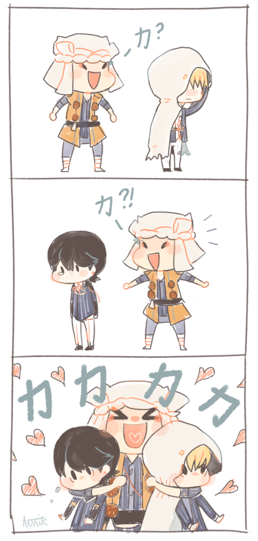 horikawa kunihiro, yamanbagiri kunihiro, and yamabushi kunihiro (touken ranbu) drawn by aonik