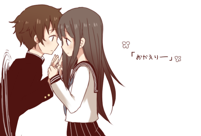 chitanda eru and oreki houtarou (hyouka) drawn by hime_bun