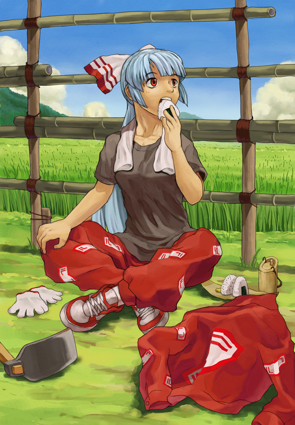 fujiwara no mokou (touhou) drawn by tooku_nomura_(artist)