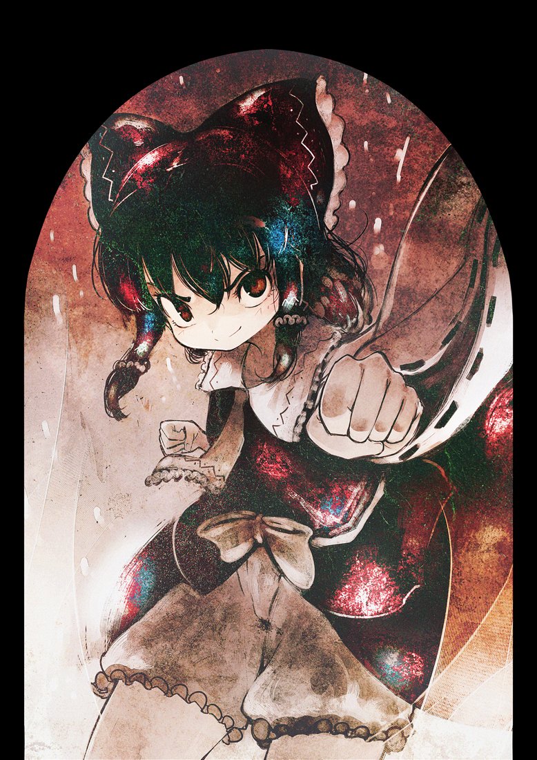 hakurei reimu and kanna (touhou and 1 more) drawn by koohee