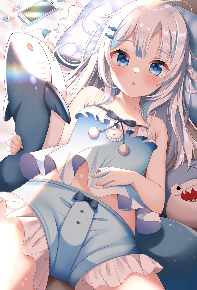 gawr gura and bloop (hololive and 1 more) drawn by lokyin_house