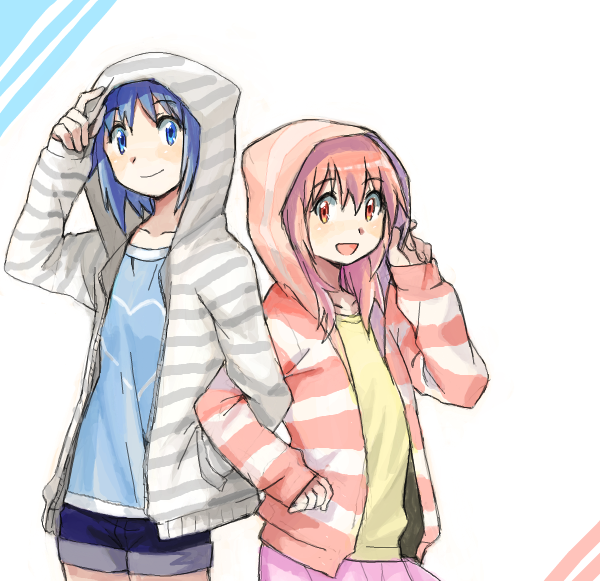 kaname madoka and miki sayaka (mahou shoujo madoka magica) drawn by yoplait