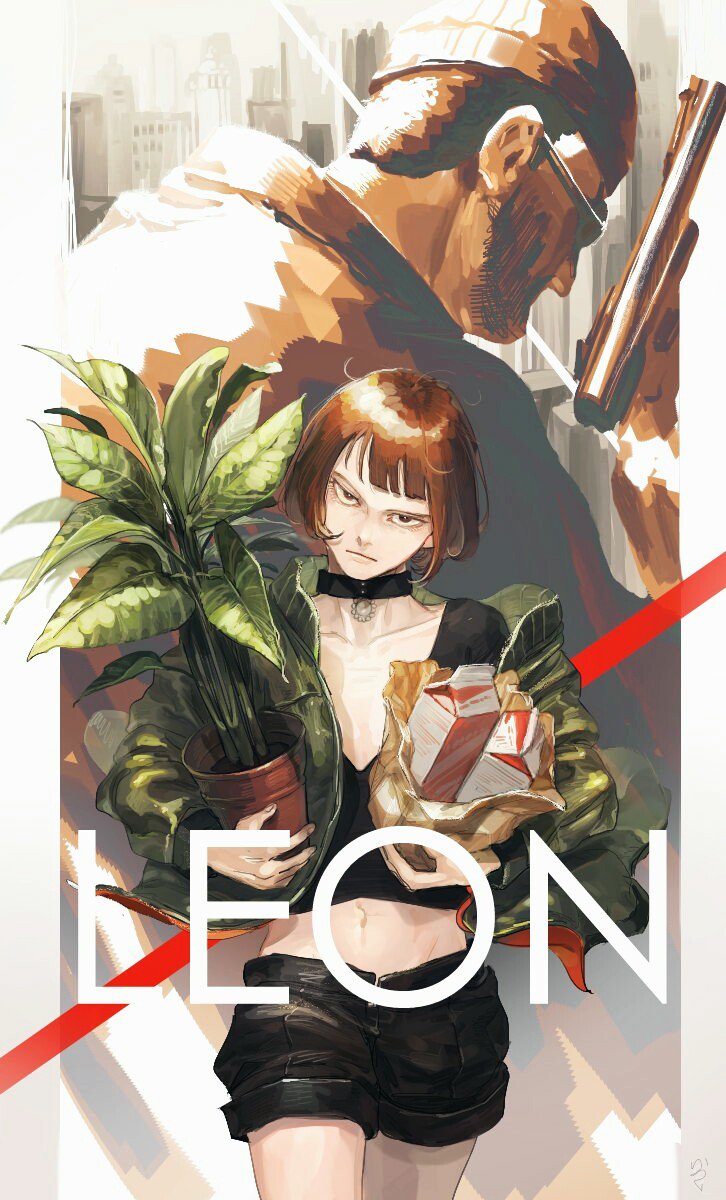 mathilda lando and leon (leon the professional) drawn by oku_(2964_okn)