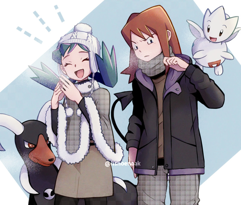 silver, kris, houndoom, and togetic (pokemon and 1 more) drawn by hsngamess