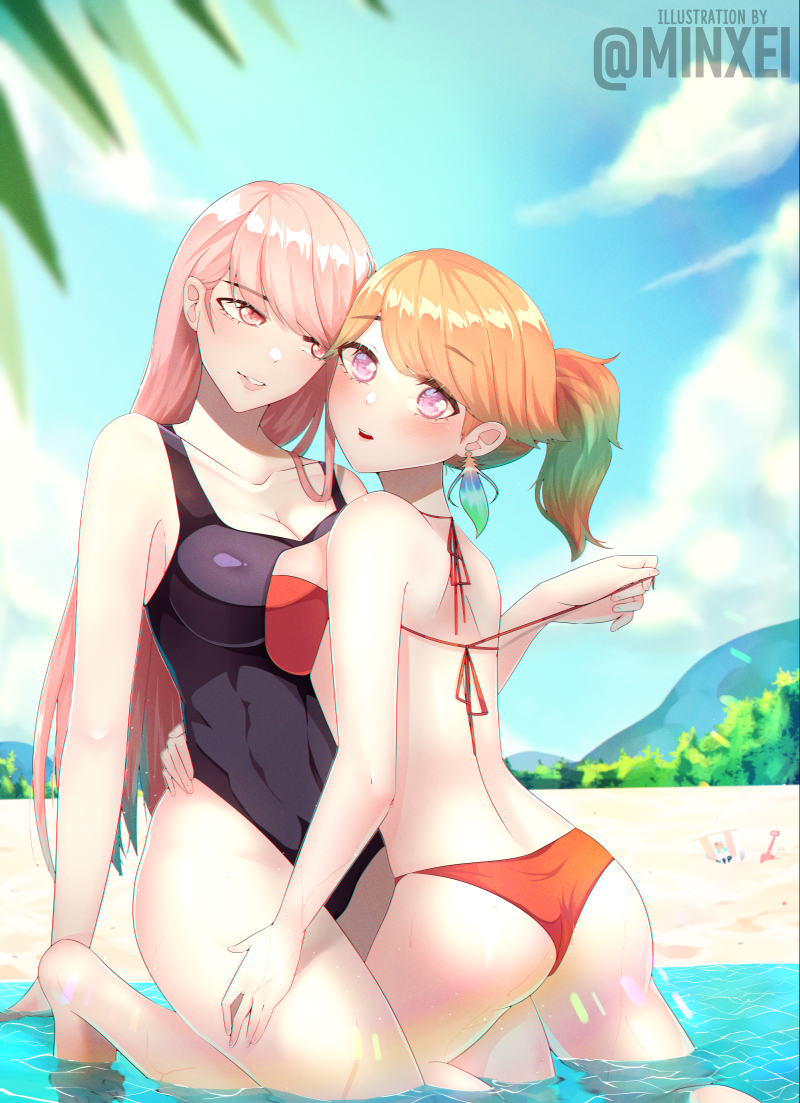 mori calliope and takanashi kiara (hololive and 1 more) drawn by minxei