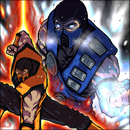 scorpion and sub-zero (mortal kombat) drawn by johnnie