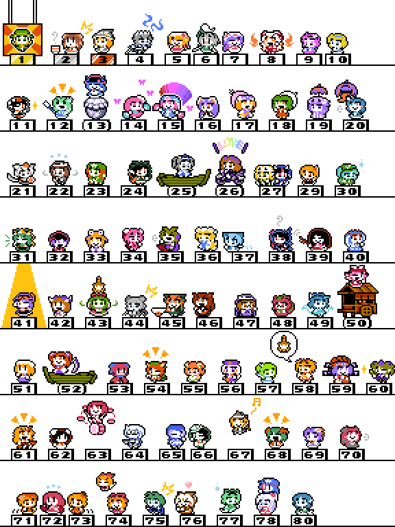 hakurei reimu, kirisame marisa, remilia scarlet, flandre scarlet, izayoi sakuya, and 76 more (touhou and 1 more) drawn by kirai_shouen