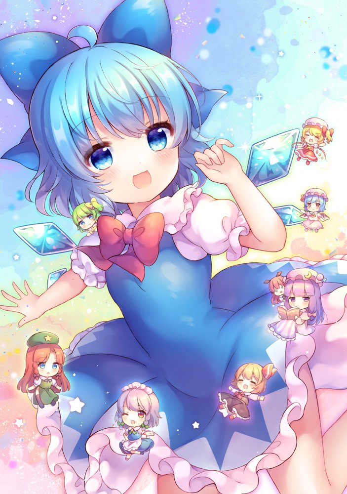 remilia scarlet, flandre scarlet, izayoi sakuya, cirno, patchouli knowledge, and 4 more (touhou and 1 more) drawn by coa_(chroo_x)